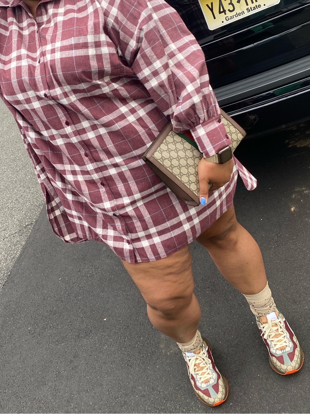 ASOS Curve Burgundy Plaid Tunic